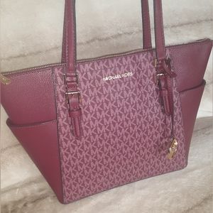 Michael Kors Charlotte Large Logo & Leather Tote Mulberry